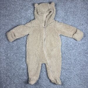 Gap Onesie 3-6 Months Bear One Piece Sherpa Full Zip Cozy Outdoors Travel Trip